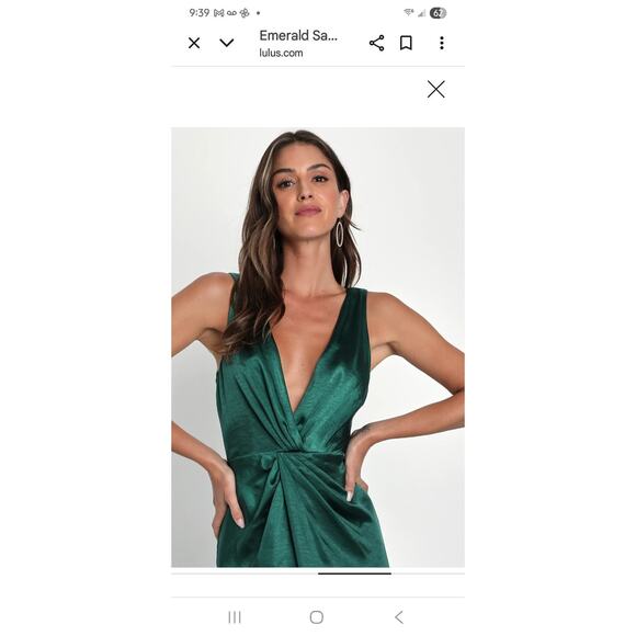 Lulus Perfect Refinement Emerald Satin Sleeveless Pleated Maxi Dress Size XL - Picture 10 of 11